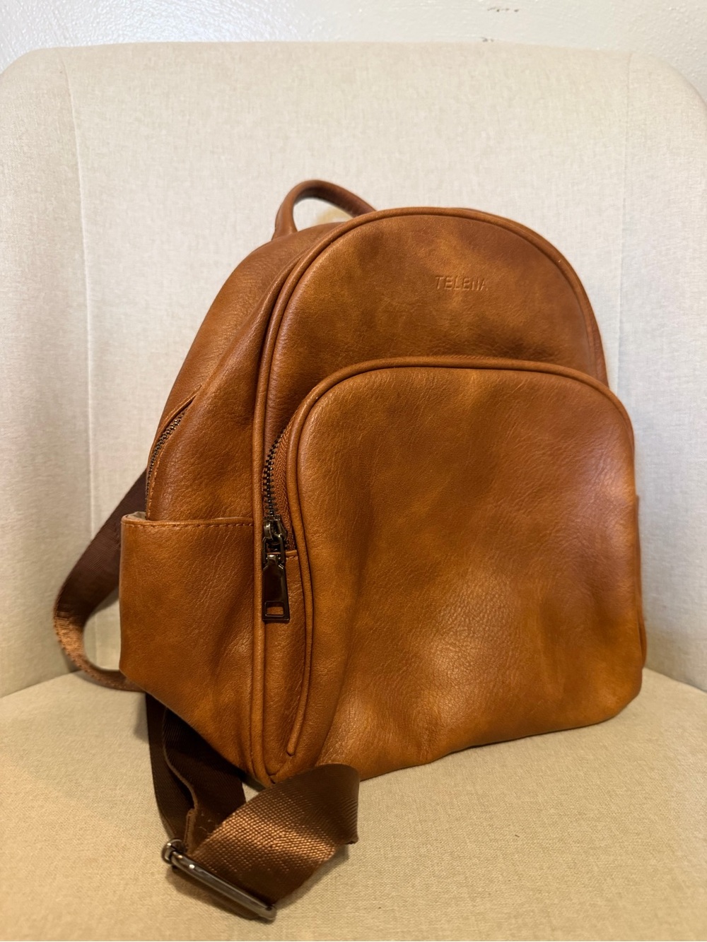 Classic Tan Leather Backpack - Women's Everyday Carry